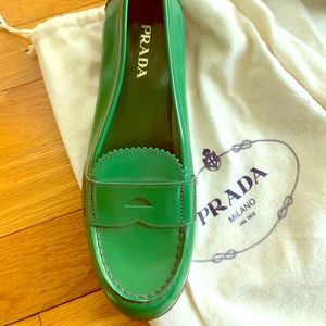 Prada green loafers
